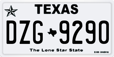 TX license plate DZG9290