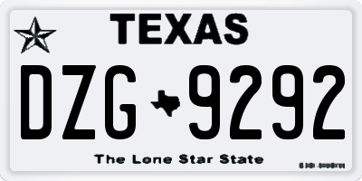 TX license plate DZG9292