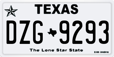 TX license plate DZG9293