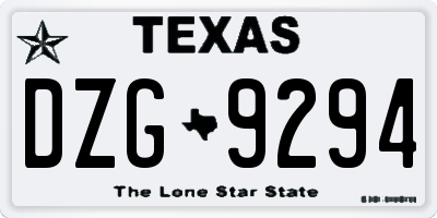 TX license plate DZG9294