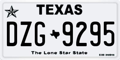 TX license plate DZG9295