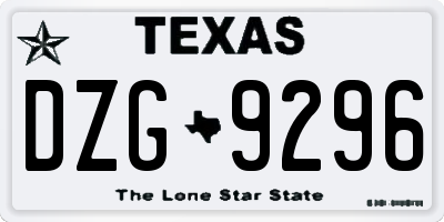 TX license plate DZG9296