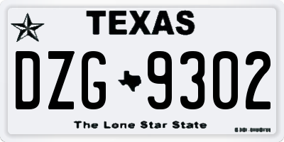 TX license plate DZG9302