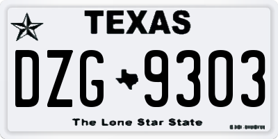 TX license plate DZG9303