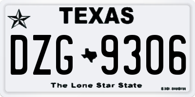 TX license plate DZG9306