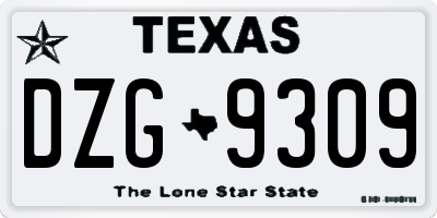TX license plate DZG9309