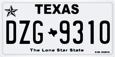 TX license plate DZG9310