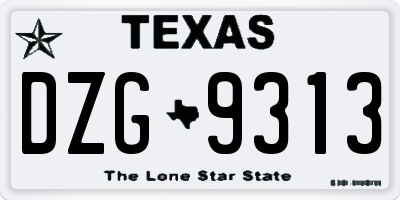 TX license plate DZG9313