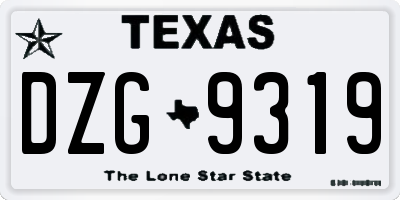TX license plate DZG9319