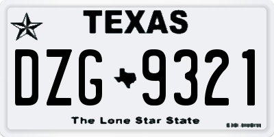 TX license plate DZG9321