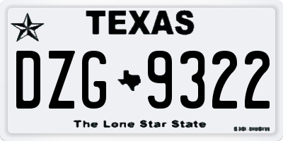 TX license plate DZG9322