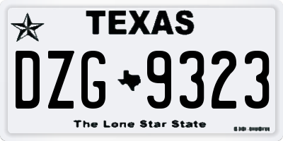 TX license plate DZG9323