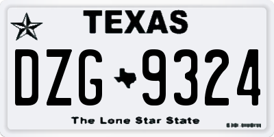 TX license plate DZG9324
