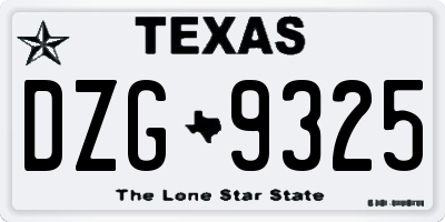 TX license plate DZG9325