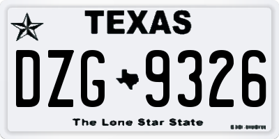 TX license plate DZG9326
