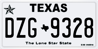 TX license plate DZG9328