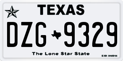 TX license plate DZG9329
