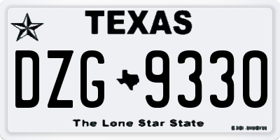 TX license plate DZG9330