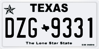 TX license plate DZG9331