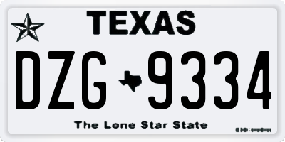 TX license plate DZG9334