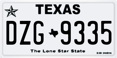 TX license plate DZG9335
