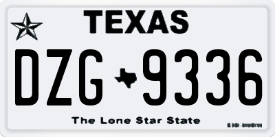 TX license plate DZG9336