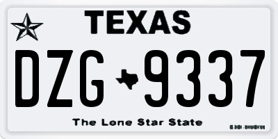 TX license plate DZG9337