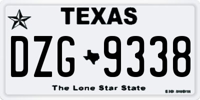 TX license plate DZG9338