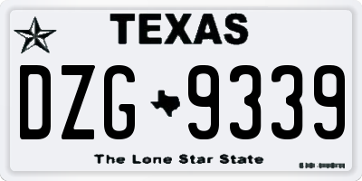 TX license plate DZG9339