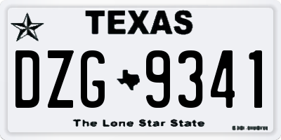 TX license plate DZG9341