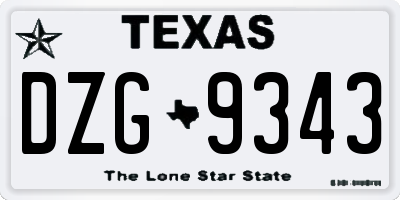 TX license plate DZG9343