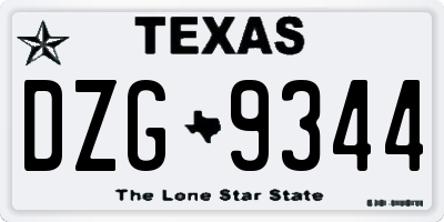 TX license plate DZG9344