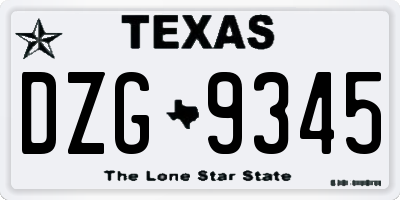 TX license plate DZG9345