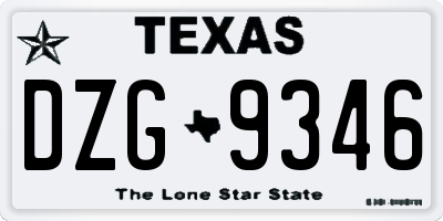 TX license plate DZG9346