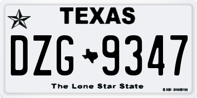 TX license plate DZG9347