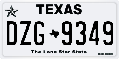 TX license plate DZG9349