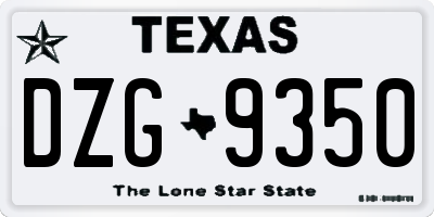 TX license plate DZG9350