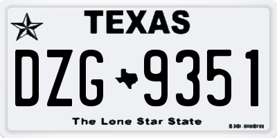 TX license plate DZG9351