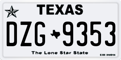 TX license plate DZG9353