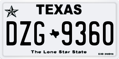 TX license plate DZG9360