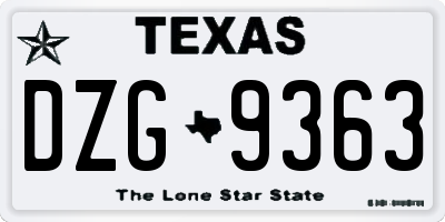 TX license plate DZG9363