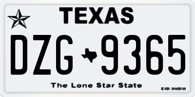 TX license plate DZG9365