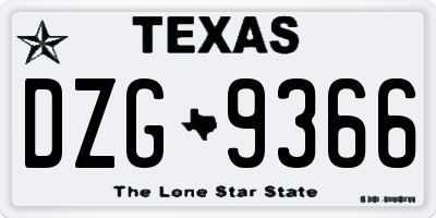 TX license plate DZG9366