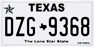 TX license plate DZG9368