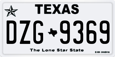 TX license plate DZG9369