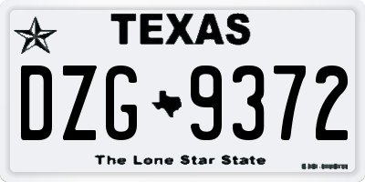 TX license plate DZG9372