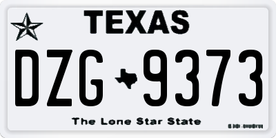 TX license plate DZG9373