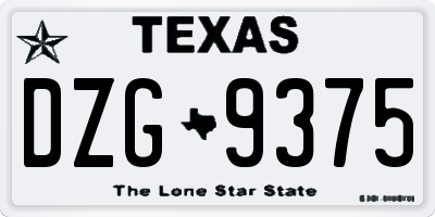 TX license plate DZG9375