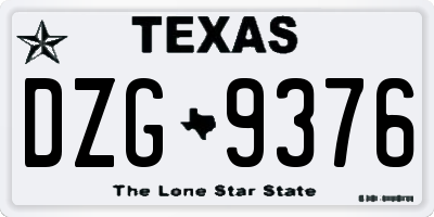 TX license plate DZG9376