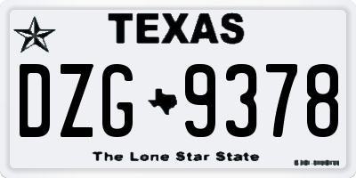 TX license plate DZG9378